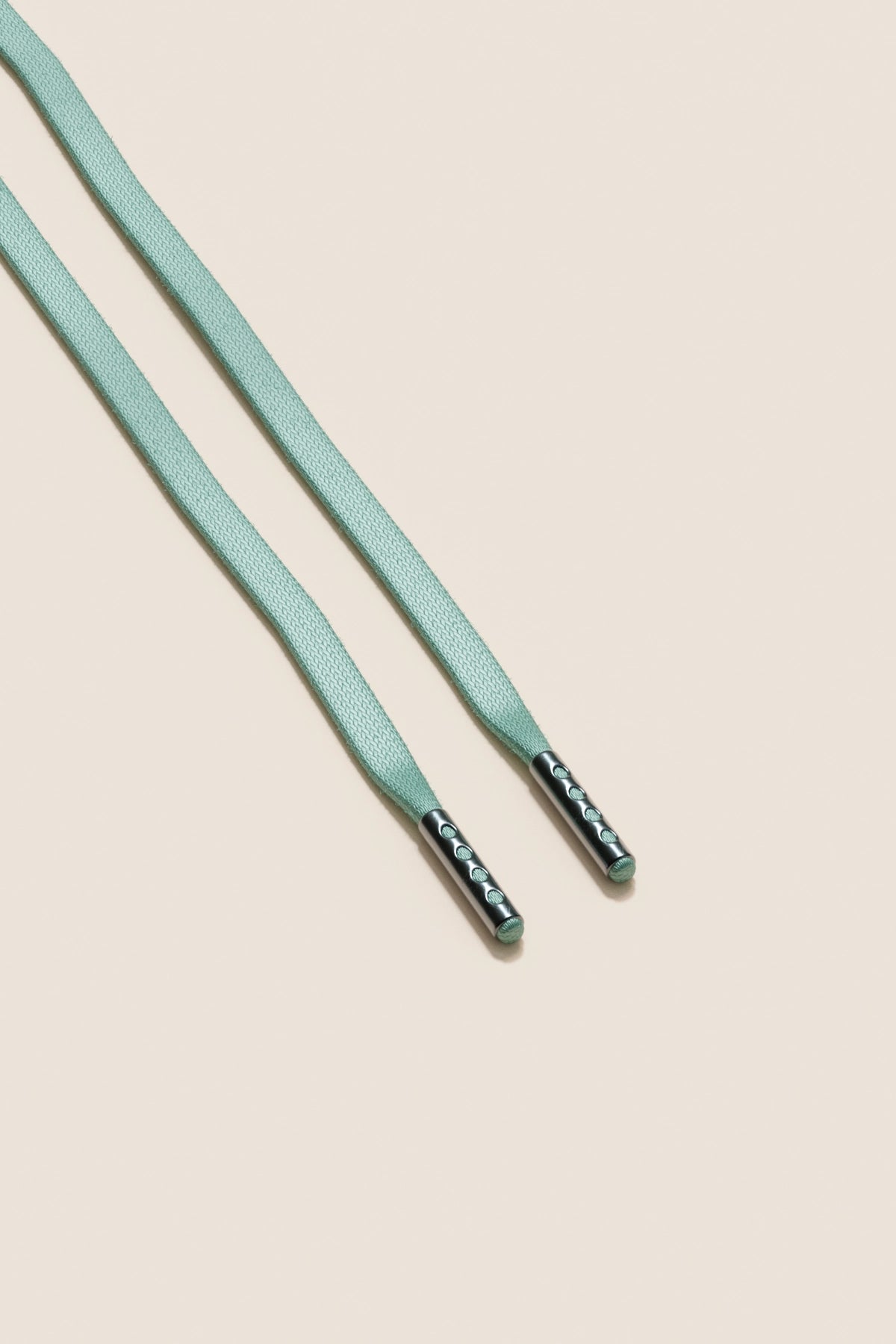 Senkels Mint Green 3mm Flat Waxed Shoelaces with Black Nickel Aglets