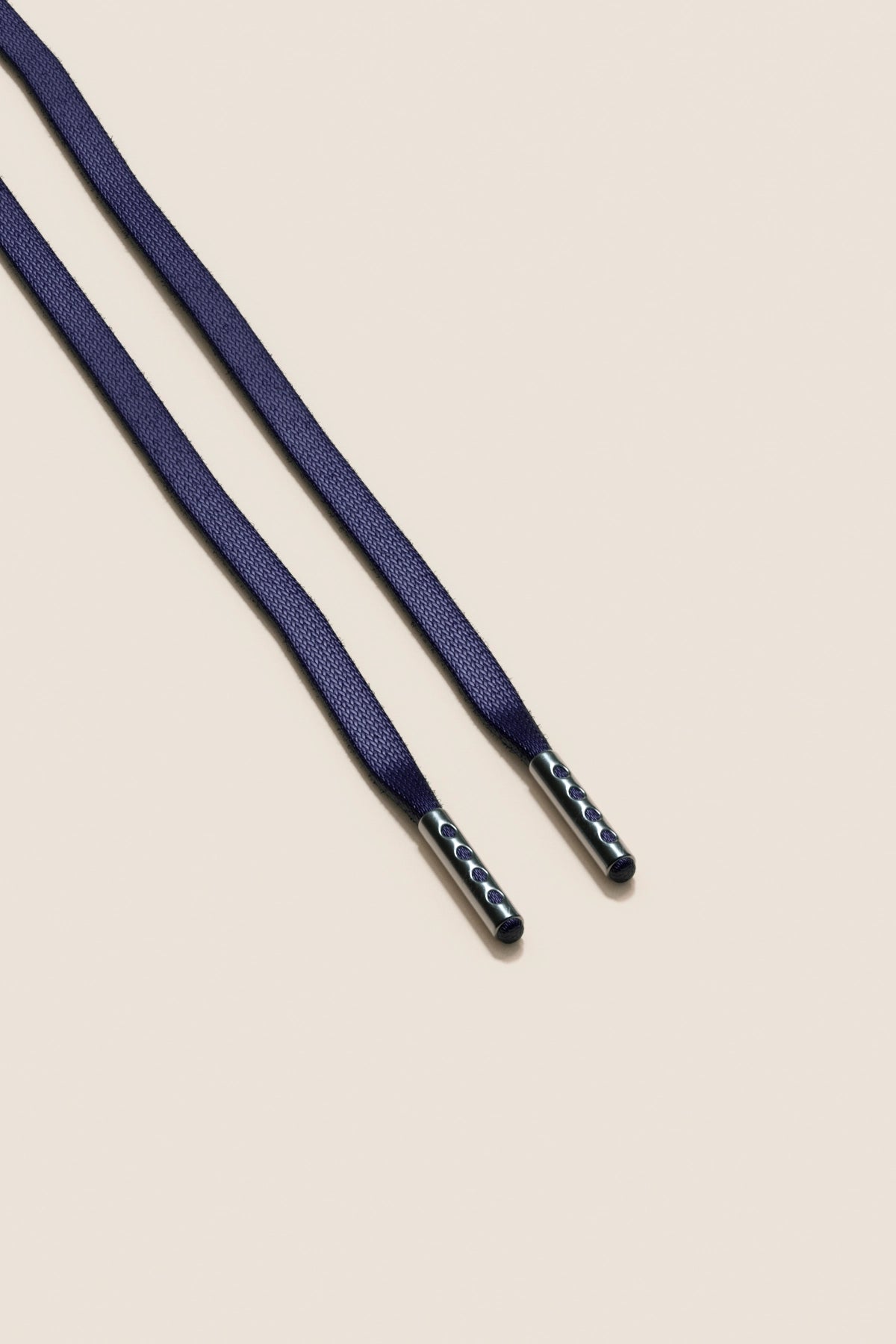 Senkels Dark Blue 3mm Flat Waxed Shoelaces with Black Nickel Aglets